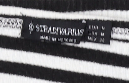 Womens UK Size M Stradivarius Black Cropped Blouse