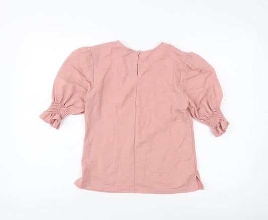 Warehouse Women's Pink Puff Sleeve Top Size 8