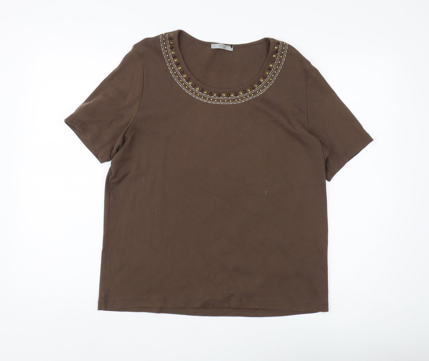Womens UK Size 16 Marks and Spencer Brown Basic T-Shirt