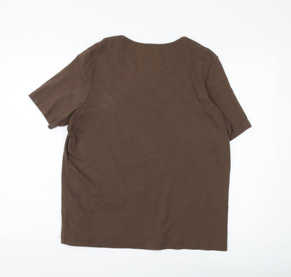 Womens UK Size 16 Marks and Spencer Brown Basic T-Shirt