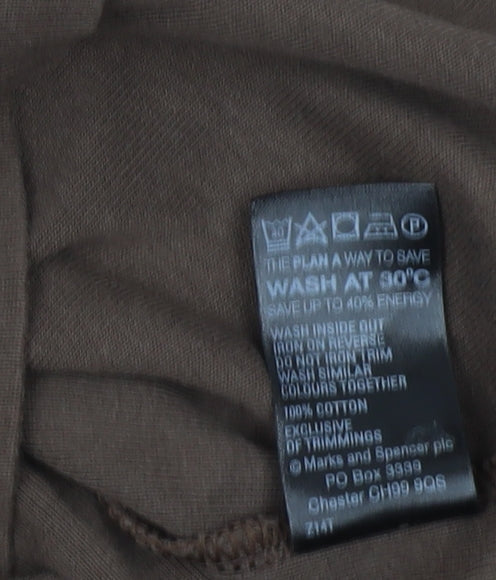 Womens UK Size 16 Marks and Spencer Brown Basic T-Shirt