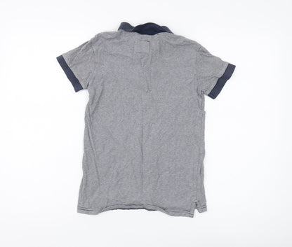 H&M Boys Grey Striped Polo T-Shirt 9-10 Years - Sports Logo