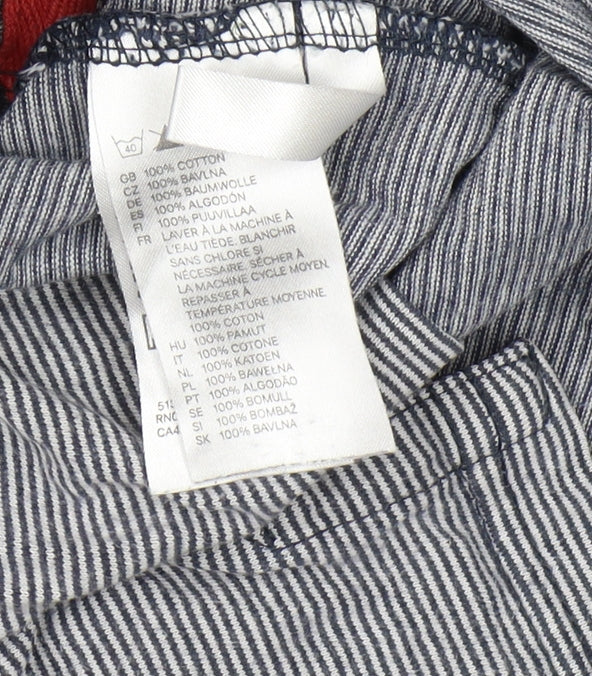 H&M Boys Grey Striped Polo T-Shirt 9-10 Years - Sports Logo