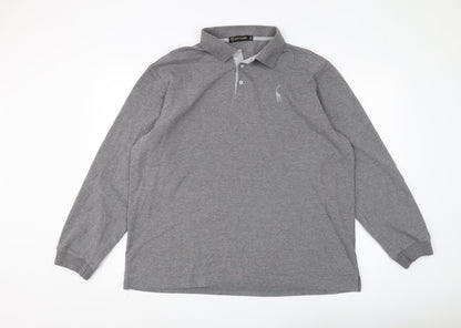GHYUGR Men's Grey Long Sleeve Polo 2XL