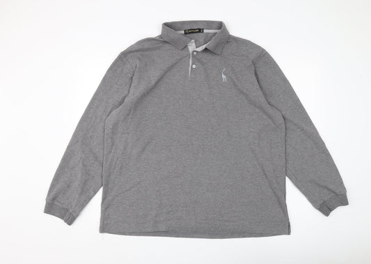 GHYUGR Men's Grey Long Sleeve Polo 2XL