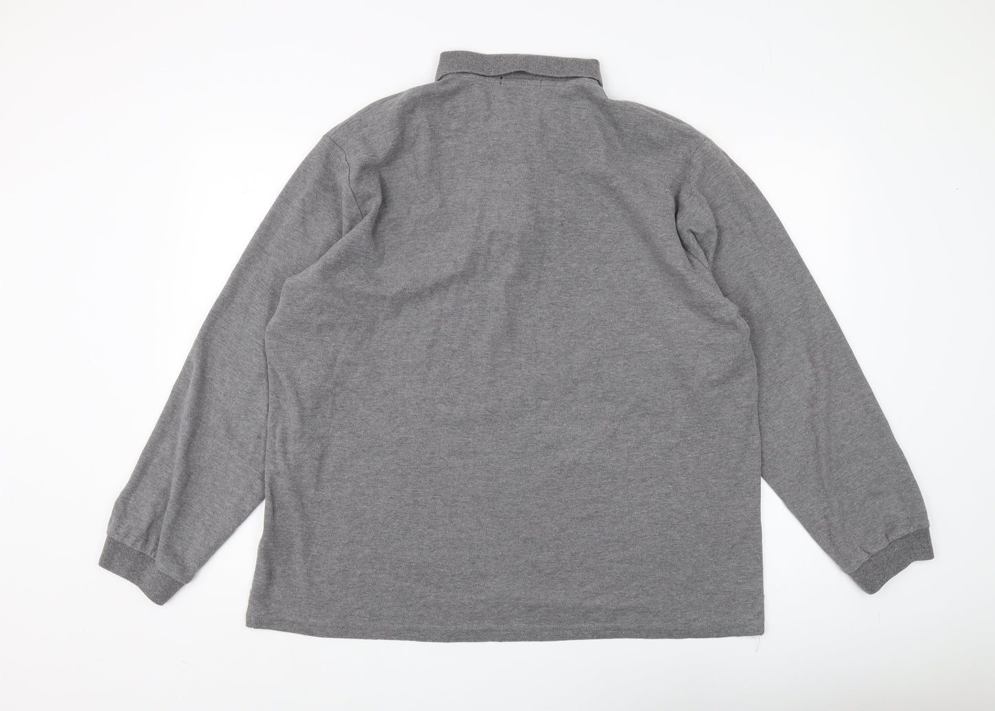 GHYUGR Men's Grey Long Sleeve Polo 2XL