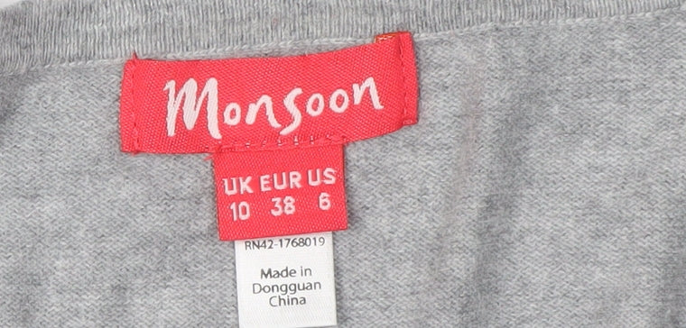 Womens UK Size 10 Monsoon Grey Cardigan Jumper