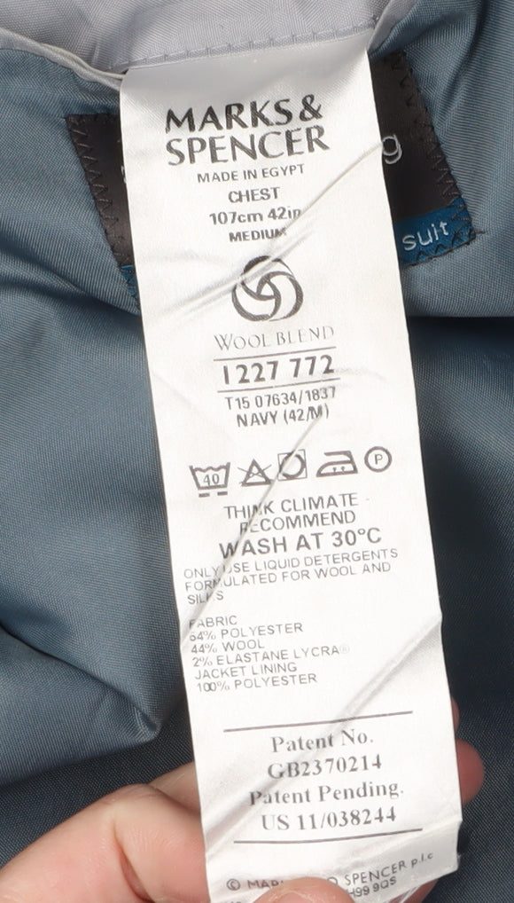 Mens UK Size 42 Marks and Spencer Regular Blue Suit Jacket