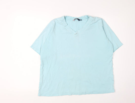 Isle Women's Blue V-Neck Short Sleeve T-Shirt XL