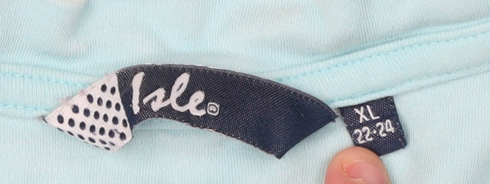 Isle Women's Blue V-Neck Short Sleeve T-Shirt XL