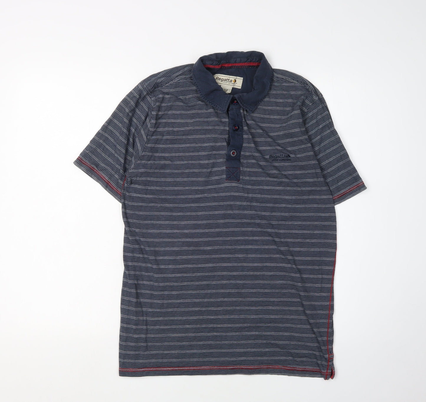 Regatta Men's Grey Striped Polo Shirt, Size M