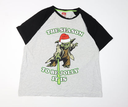 Tu Star Wars Men's Christmas T-Shirt, 2XL, Black/Grey