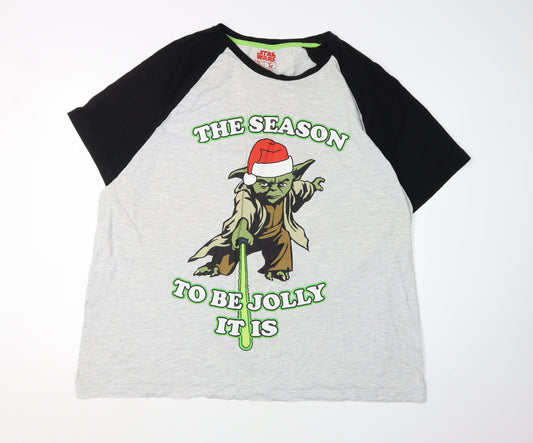 Tu Star Wars Men's Christmas T-Shirt, 2XL, Black/Grey