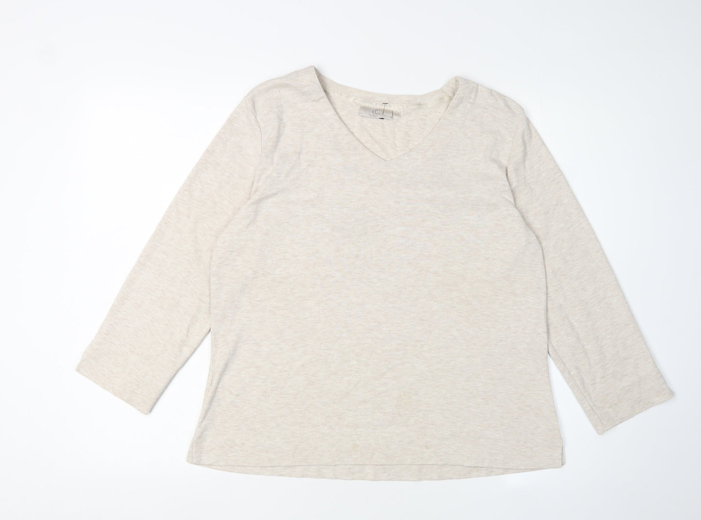Womens UK Size L CC Beige Basic T-Shirt