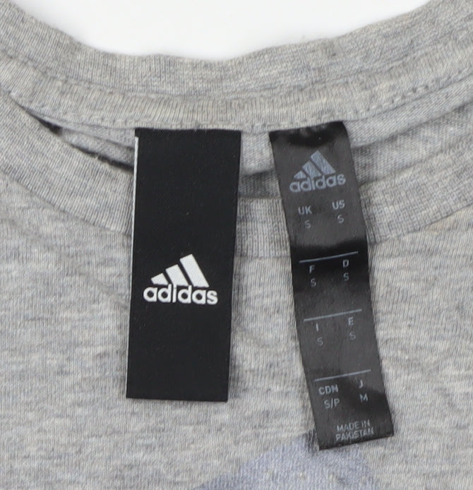 Adidas Men's Grey Cotton Short Sleeve T-Shirt S