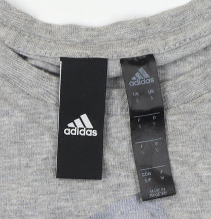 Adidas Men's Grey Cotton Short Sleeve T-Shirt S