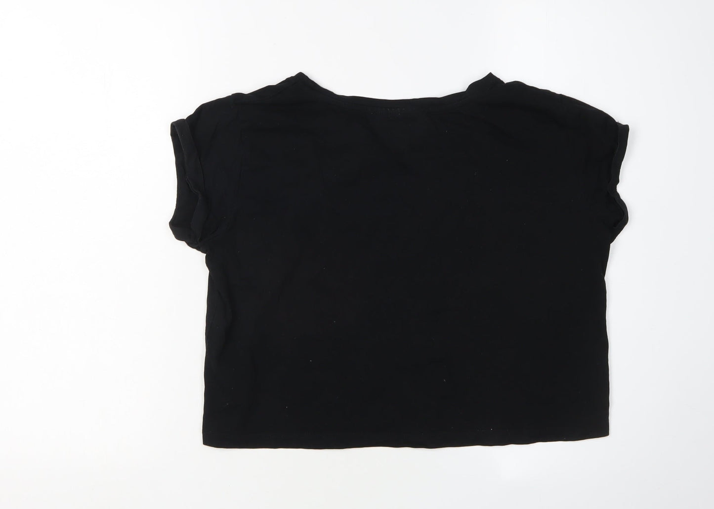 Womens UK Size M Coca-Cola Black Cropped T-Shirt