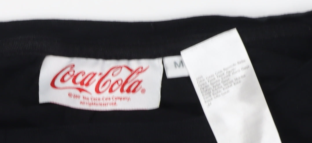 Womens UK Size M Coca-Cola Black Cropped T-Shirt