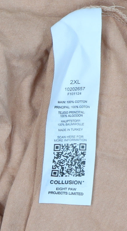 Mens UK Size 2XL COLLUSION Beige  T-Shirt