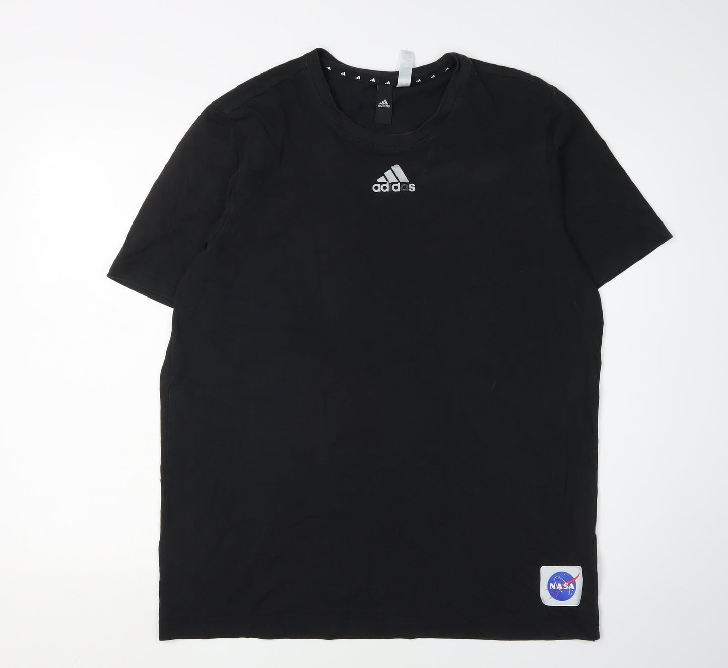 Adidas Men's Black NASA Logo T-Shirt L Crew Neck