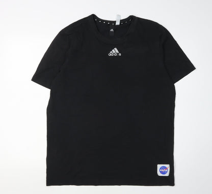 Adidas Men's Black NASA Logo T-Shirt L Crew Neck