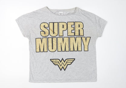 Womens UK Size 8 Wonder Woman Grey Basic T-Shirt