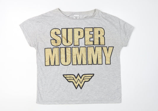 Womens UK Size 8 Wonder Woman Grey Basic T-Shirt