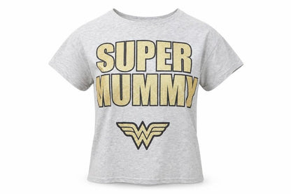 Womens UK Size 8 Wonder Woman Grey Basic T-Shirt