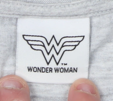 Womens UK Size 8 Wonder Woman Grey Basic T-Shirt