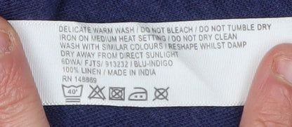 FatFace Women's Blue Linen T-Shirt, Size 8, Scoop Neck