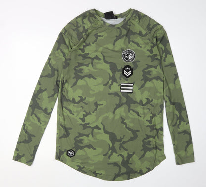 Bee Inspired Men's Green Camo Long Sleeve T-Shirt