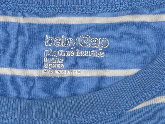 babyGap Boys Blue Striped Long Sleeve T-Shirt, Size 2 Years