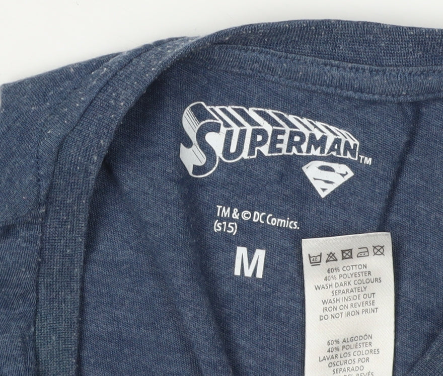 Superman Men's Blue Crew Neck T-Shirt Size M