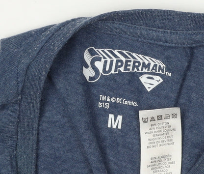 Superman Men's Blue Crew Neck T-Shirt Size M