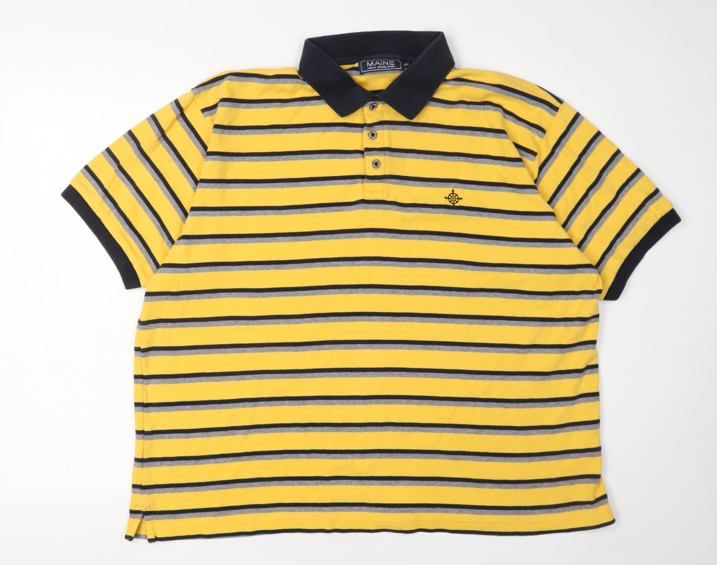 Maine New England Men's Yellow Striped Polo Shirt XL