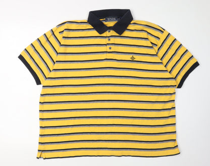 Maine New England Men's Yellow Striped Polo Shirt XL