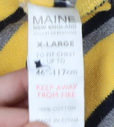 Maine New England Men's Yellow Striped Polo Shirt XL