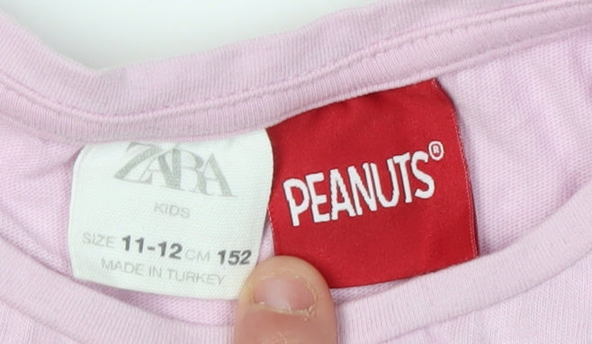 Zara Girls Pink Peanuts Graphic T-Shirt 11-12 Years