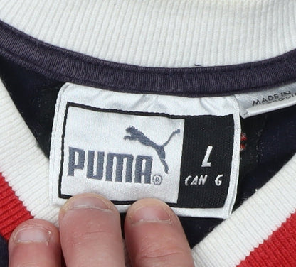 Puma Men's Blue V-Neck T-Shirt, Size L, Casual Wear