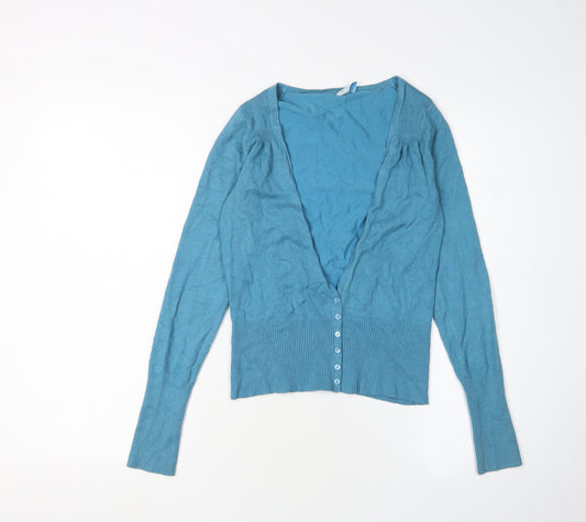 Womens UK Size 2 Oasis Blue Cardigan Jumper