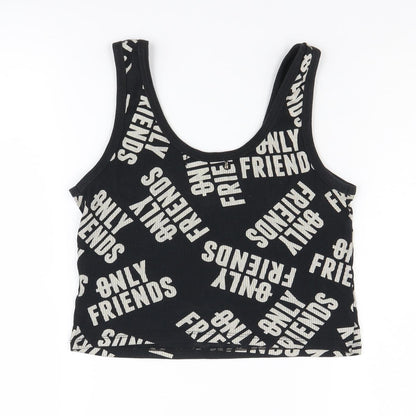 Womens UK Size 12 Pull & Bear Black Cropped Tank