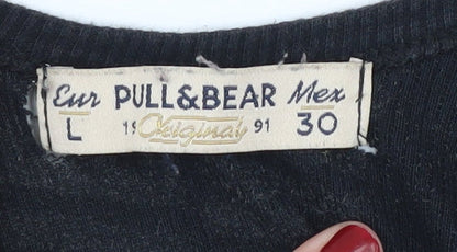 Womens UK Size 12 Pull & Bear Black Cropped Tank
