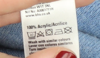 BHS Men's Blue V-Neck Pullover Jumper - Size L