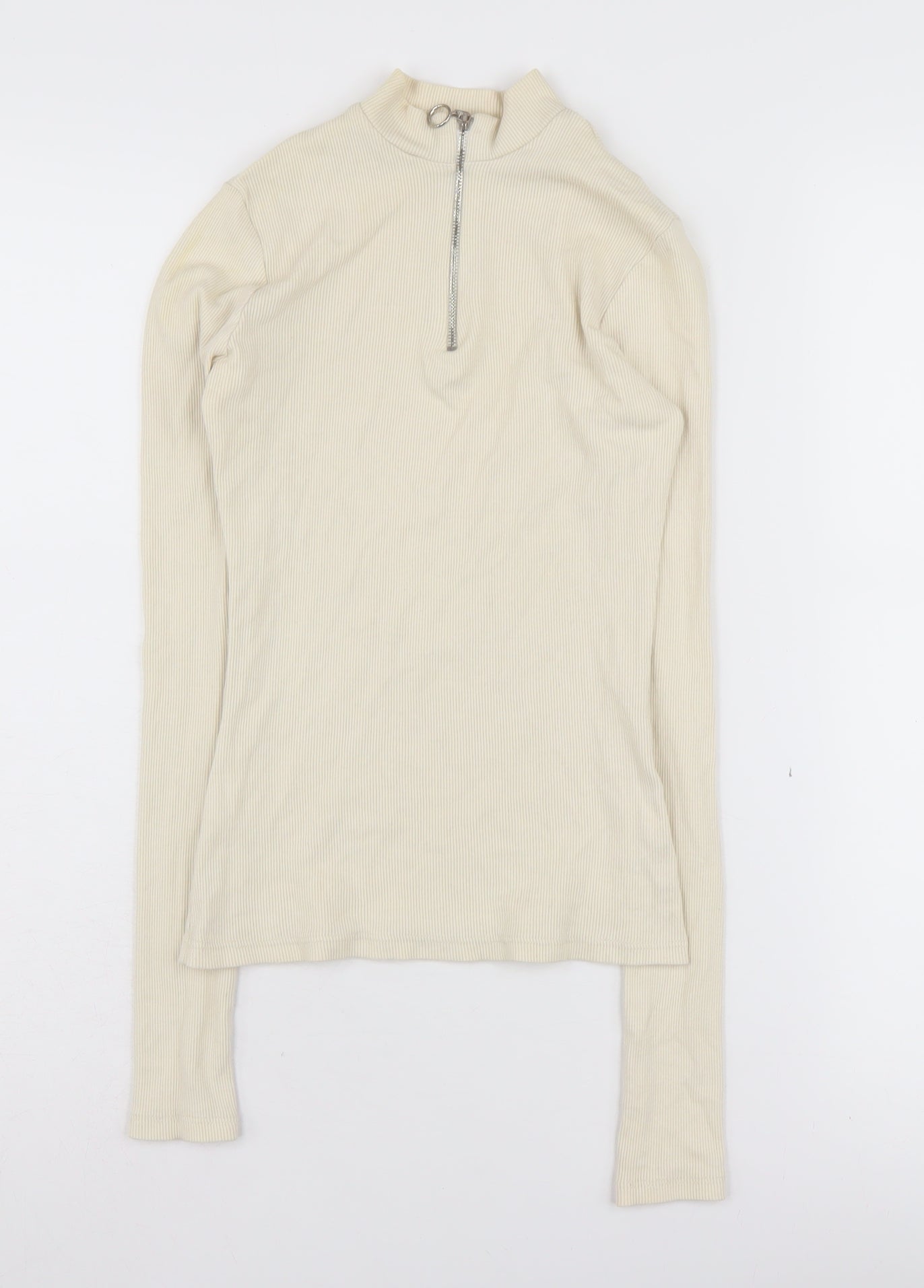 Womens UK Size 8 Pull&Bear Beige Henley Sweatshirt