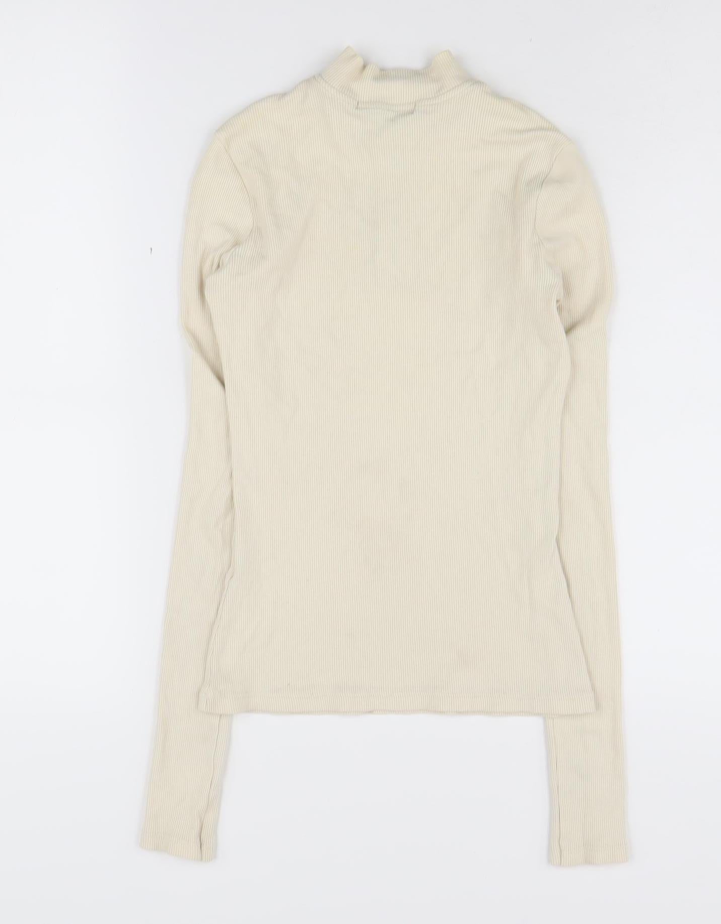Womens UK Size 8 Pull&Bear Beige Henley Sweatshirt