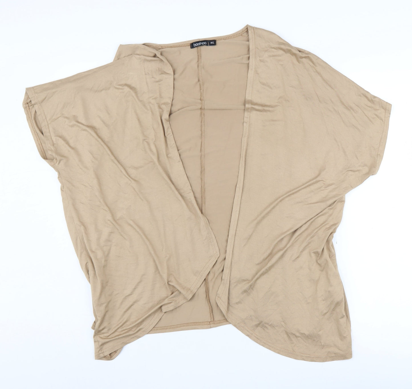 boohoo Womens Beige M/L Open Cardigan Short Sleeve Casual