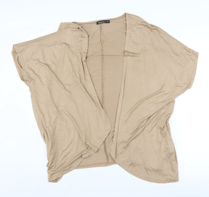 boohoo Womens Beige M/L Open Cardigan Short Sleeve Casual