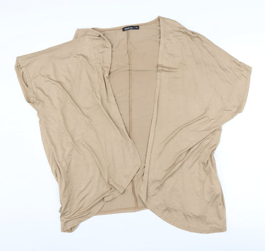boohoo Womens Beige M/L Open Cardigan Short Sleeve Casual