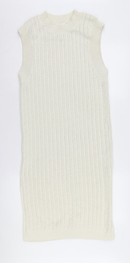 H&M Women's Ivory Sleeveless Knit Tank Dress Size S