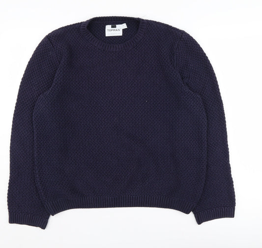 Topman Men’s Blue Chunky Knit Pullover Jumper M